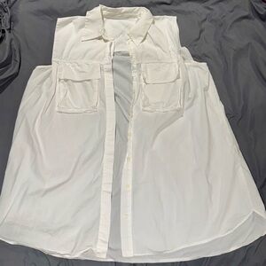 Zara Sleeveless Button Down Shirt White